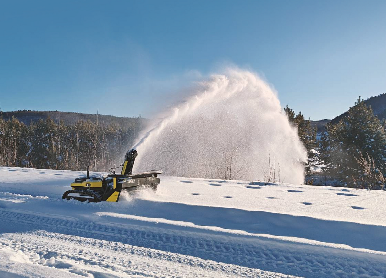 Yarbo snow blower blowing snow
