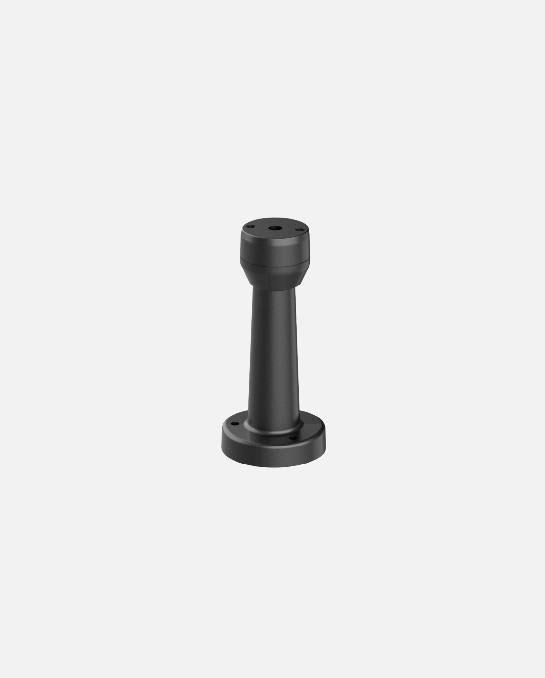 Black flexible RTK antenna mount with cylindrical stem and flanged base, front view, Y Series design