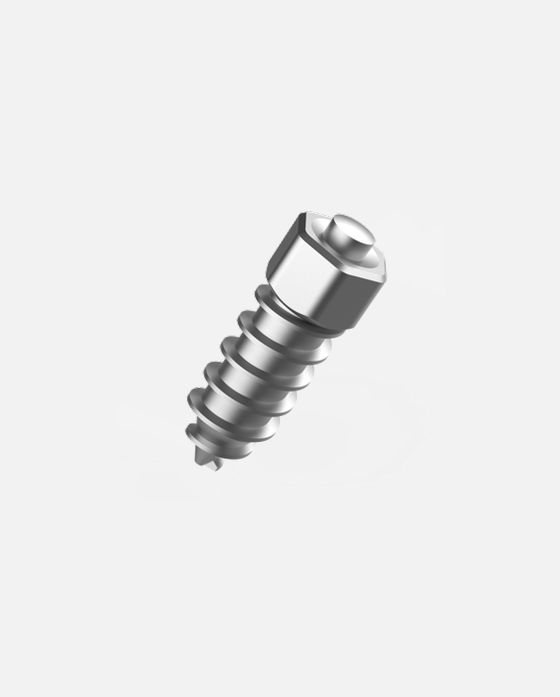 Metal anti-slip stud for rubber track Y Series, hexagonal head with threaded body, angled side view on white background