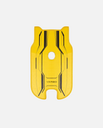 Yellow textured protective skin with black geometric accents and central hole, by YARBO, front view