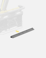Gray metal scraper bar with bolt holes, from Y Series, shown in front view with equipment background.