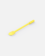 Bright yellow plastic snow shovel with ergonomic grip, side view, Y Series design