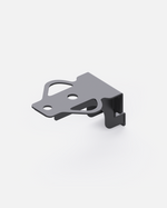 Gray metal tow hitch Y series, side view, featuring cut-out holes and angular mounting bracket design